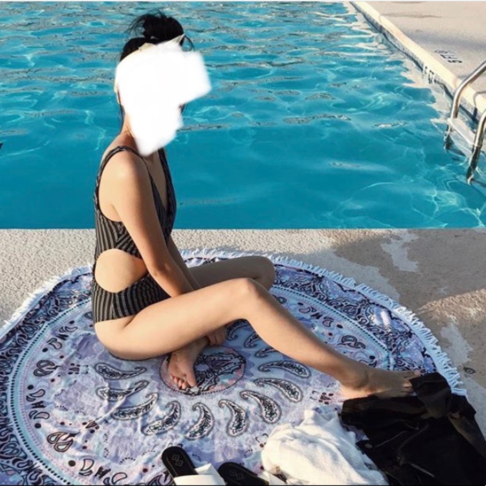 Gilly Hicks One Piece Cut Out Striped Swim